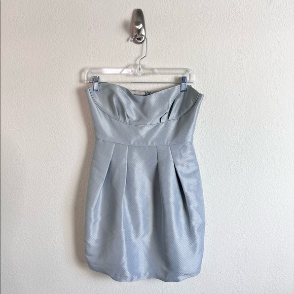 BCBG Max Azria Silver Woven Strapless Cocktail Mini Dress - Picture 6 of 12